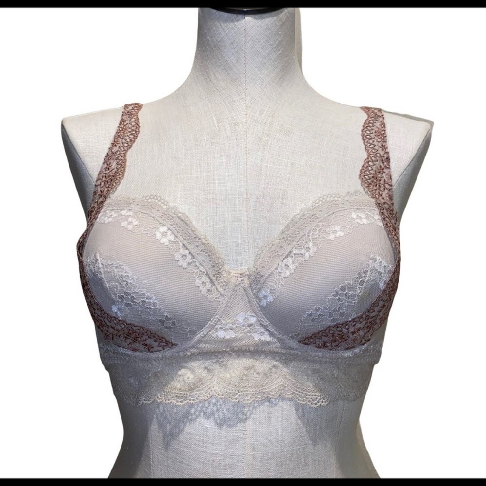 Intimissimi Lingerie White Lace Balconette Bra Lightly Lined Underwire Size 34D